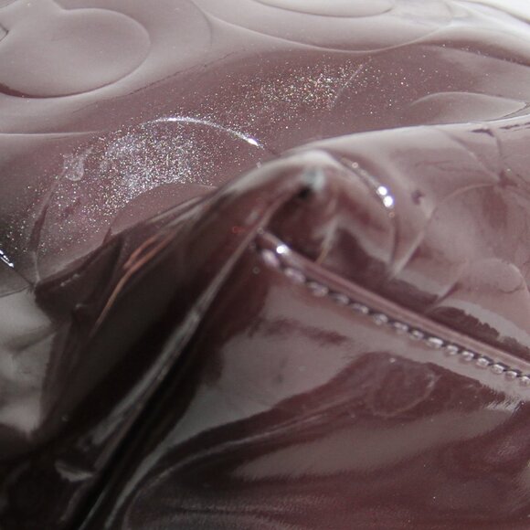Coach Embossed Patent Leather Peyton Signature C Plum Purple Tote Bag Purse - Picture 15 of 16